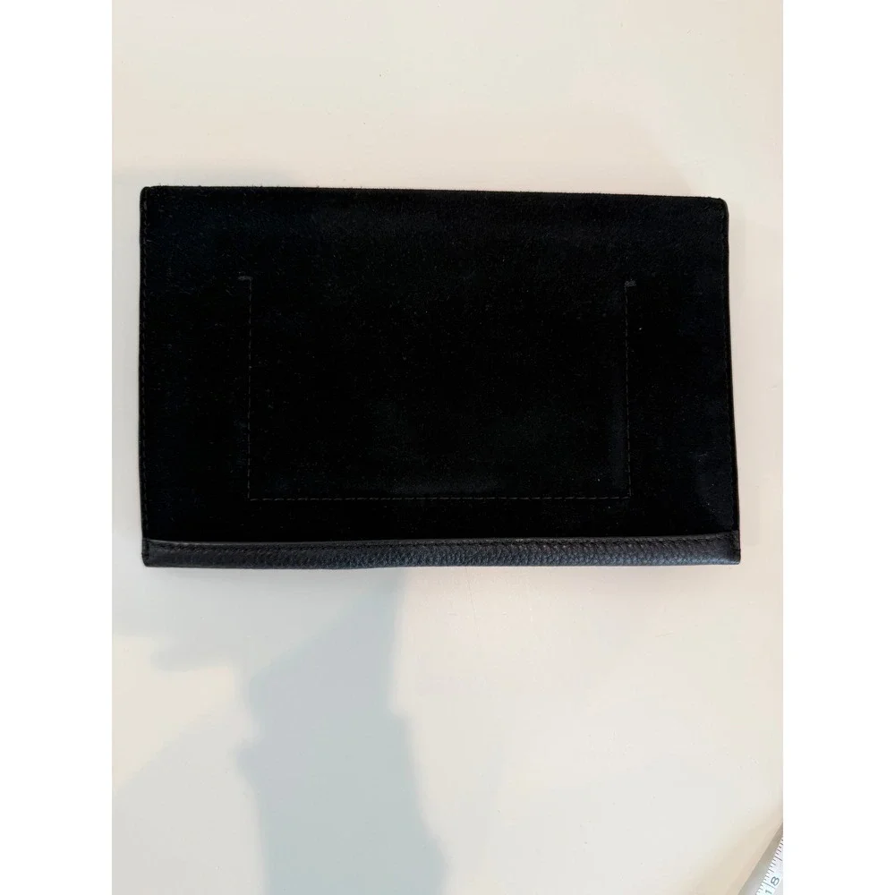Tory Burch Carmen Suede Leather Clutch In Black, Gold Hardware - Picture 4 of 7